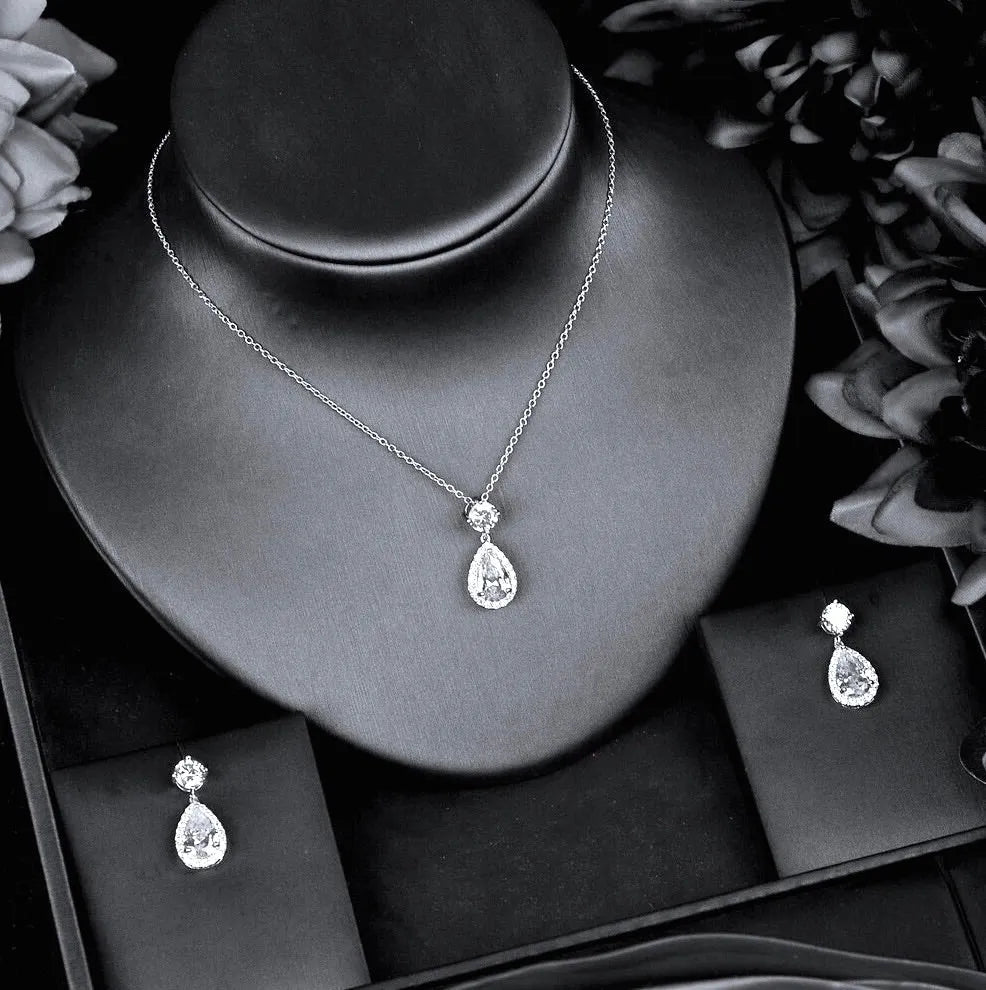Wedding Jewelry - Cubic Zirconia Bridal Jewelry Set - Available in Silver, Rose Gold and Yellow Gold