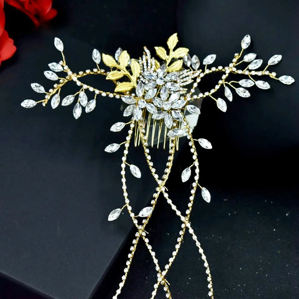 Wedding Hair Accessories - Cascading Crystal Bridal Hair Comb / Hair Vine- Available in Silver and Gold
