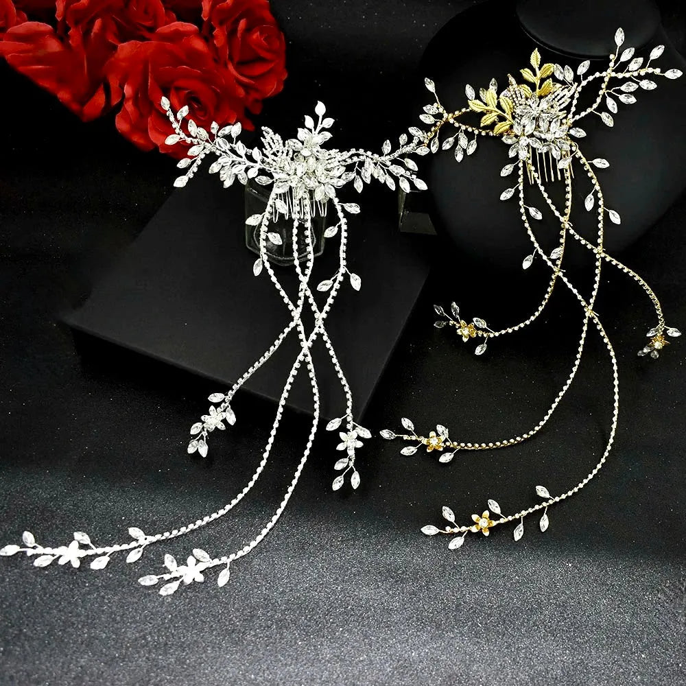 Wedding Hair Accessories - Cascading Crystal Bridal Hair Comb / Hair Vine- Available in Silver and Gold