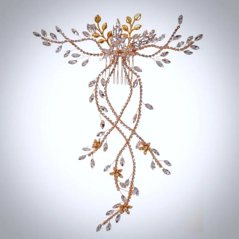 Wedding Hair Accessories - Cascading Crystal Bridal Hair Comb / Hair Vine- Available in Silver and Gold