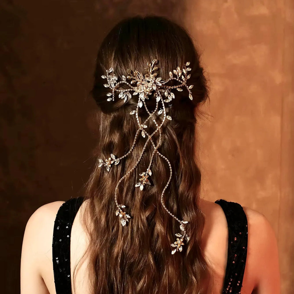 Wedding Hair Accessories - Cascading Crystal Bridal Hair Comb / Hair Vine- Available in Silver and Gold