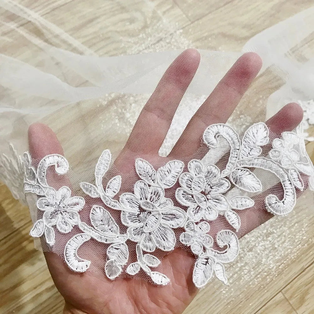 Wedding Veils - Lace Edge Cathedral Bridal Veil - Available in White and Ivory