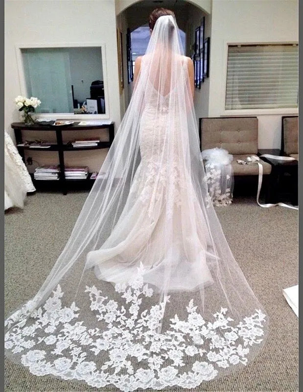 Wedding Veil - Lace Edge Cathedral Length Bridal Veil