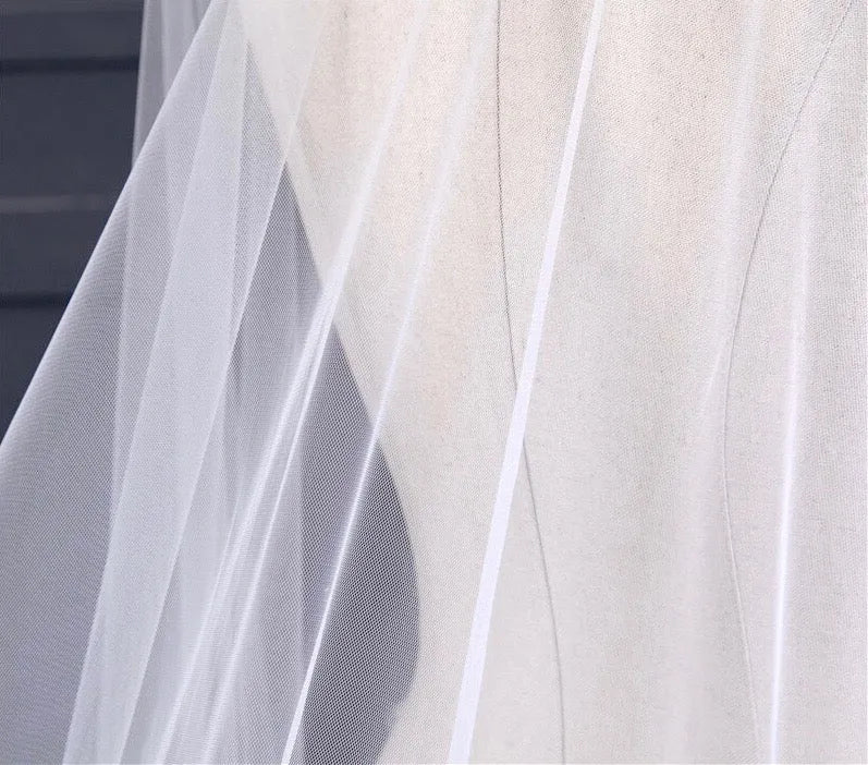 Wedding Veils - Lace Edge Cathedral Bridal Veil - Available in White and Ivory