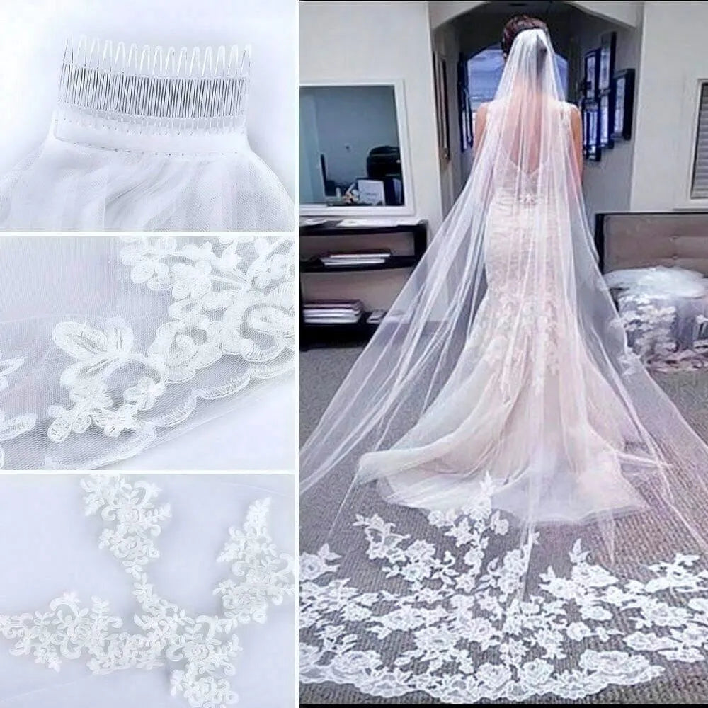 Wedding Veil - Lace Edge Cathedral Length Bridal Veil