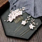 CeramicFlowerBridalHairComband 