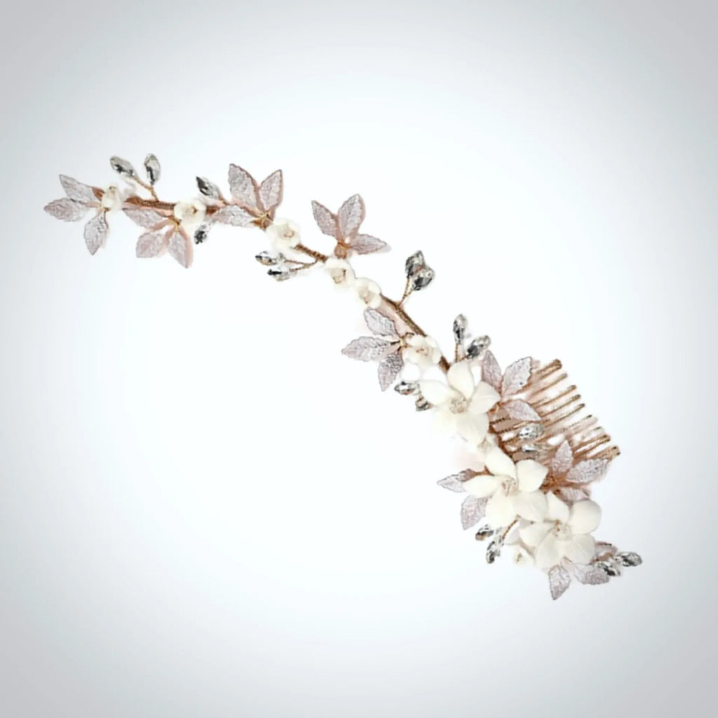 Wedding Hair Accessories - Ceramic Flowers Bridal Hair Vine