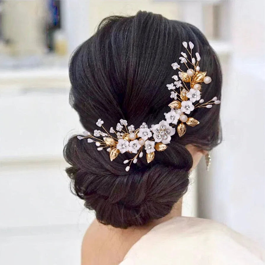 Wedding Hair Accessories - Ceramic Flowers Bridal Headband  display picture 3
