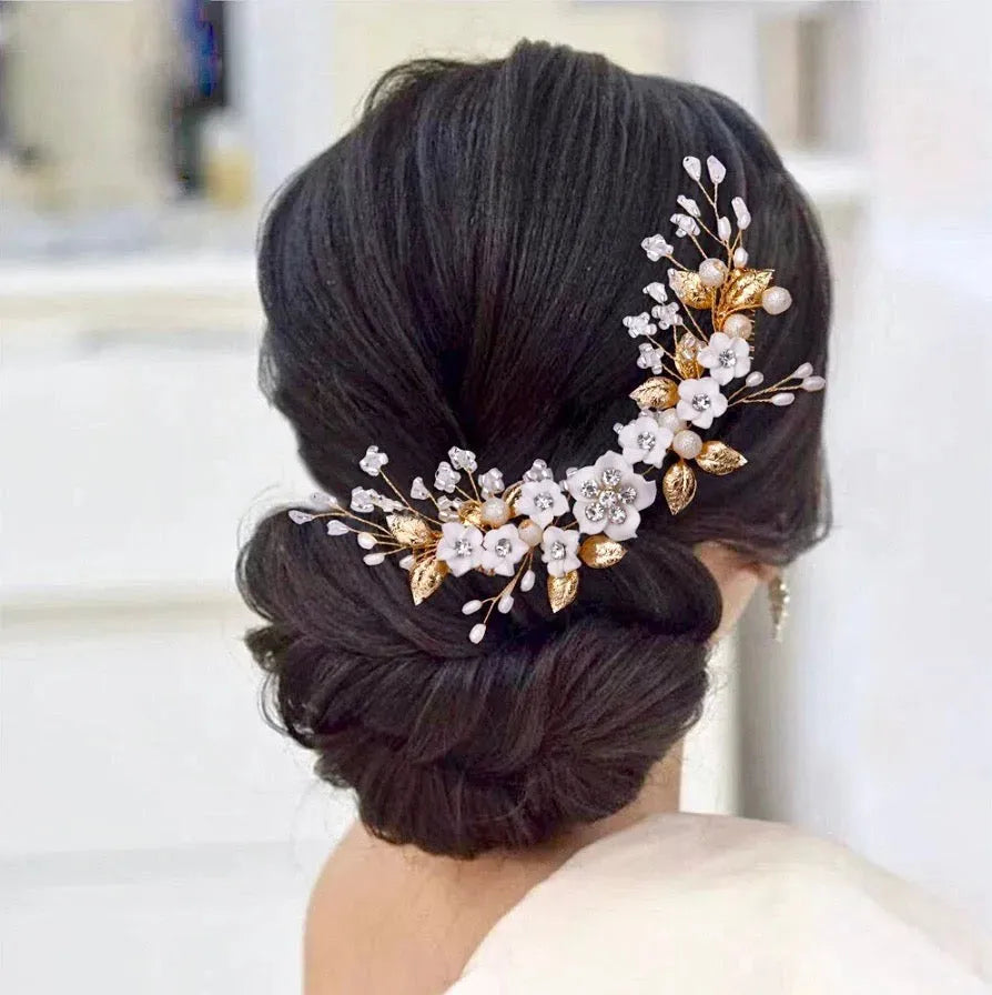 Wedding Hair Accessories - Ceramic Flowers Bridal Headband  display picture 1