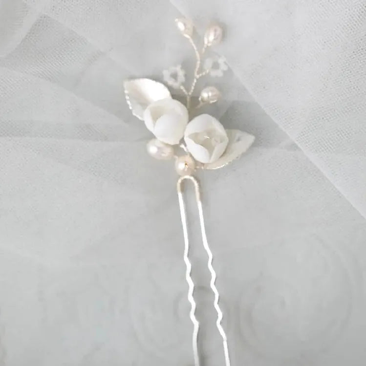 Wedding Hair Accessories -  Pearl and Opal Bridal Hair Pin Set of Three 