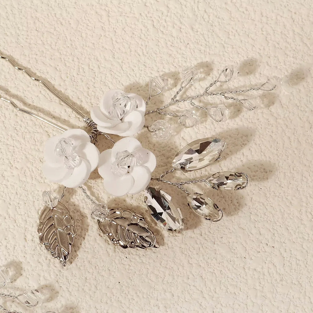 Wedding Hair Accessories -  Ceramic Flowers Bridal Hair Pins - Set of Two