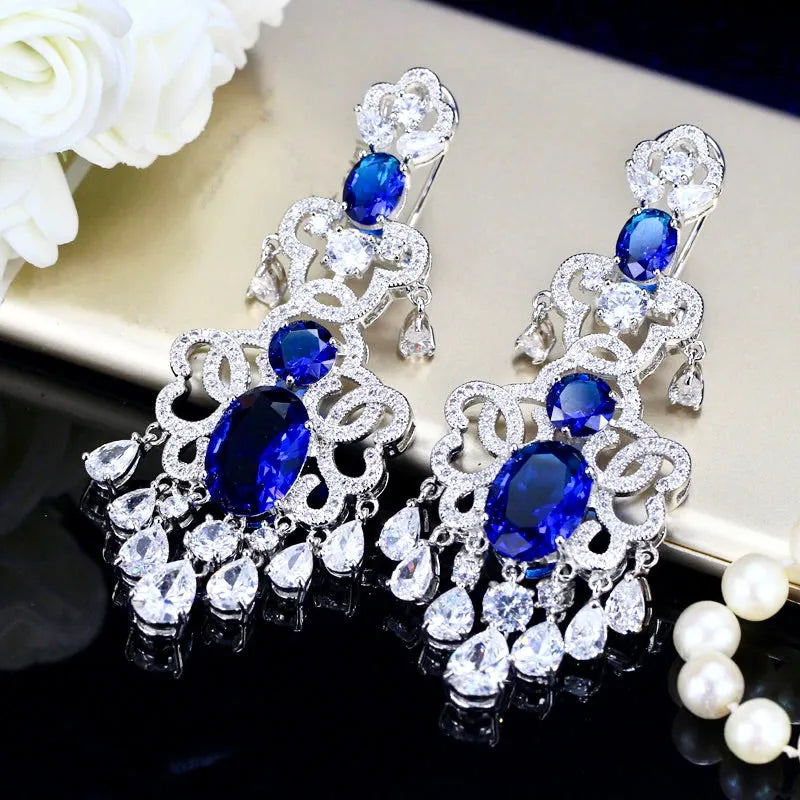 Wedding Jewelry - Chandelier Cubic Zirconia Bridal Earrings