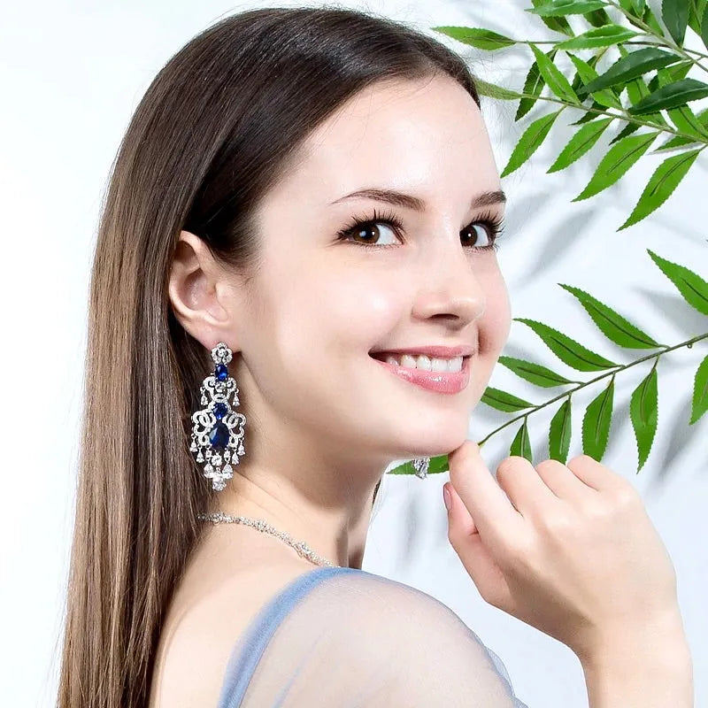 Wedding Jewelry - Chandelier Cubic Zirconia Bridal Earrings