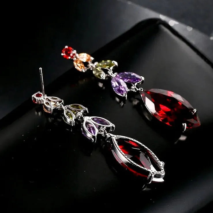 Wedding Jewelry - Colorful Cubic Zirconia Bridal Earrings