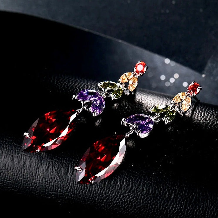 Wedding Jewelry - Colorful Cubic Zirconia Bridal Earrings