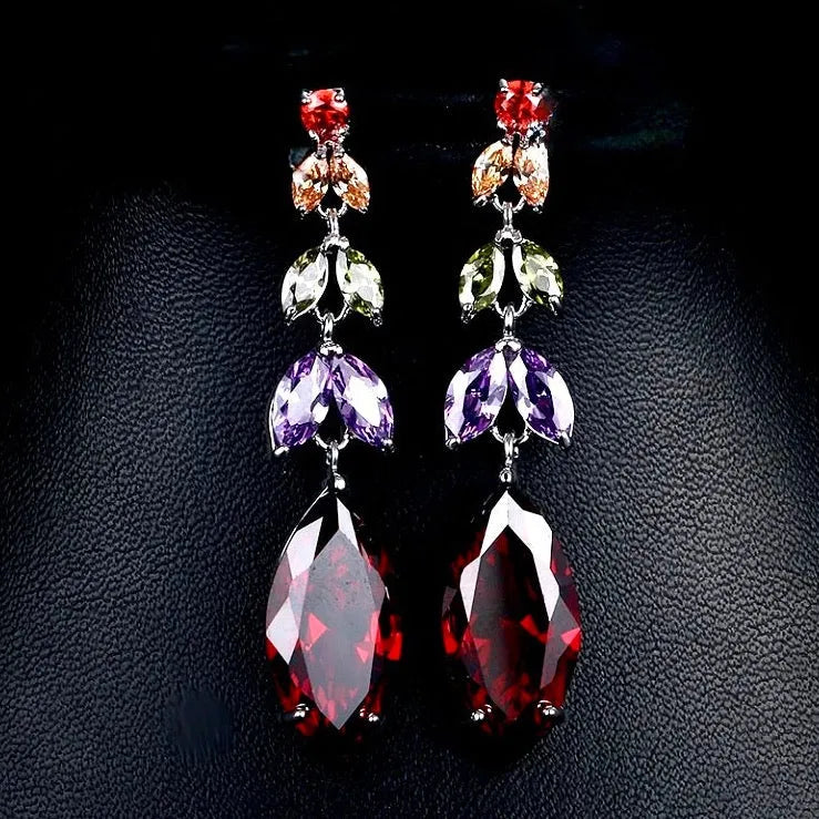 Wedding Jewelry - Colorful Cubic Zirconia Bridal Earrings