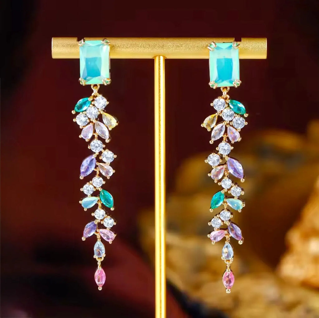 Wedding Jewelry - Bohemian Cubic Zirconia Bridal Earrings