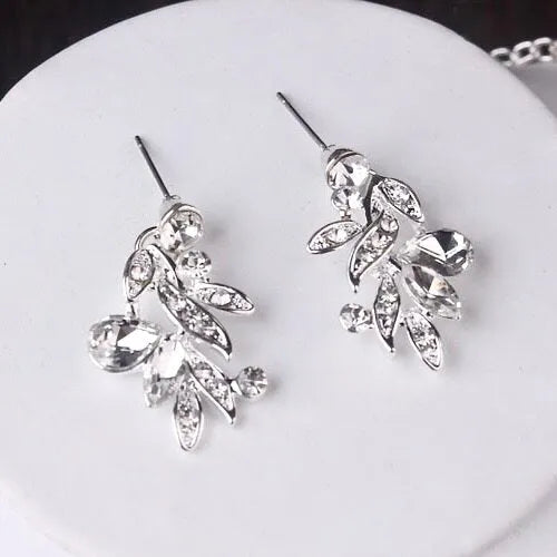 Wedding Jewelry and Accessories - Silver Cubic Zirconia 3-Piece Bridal Jewelry Set With Tiara