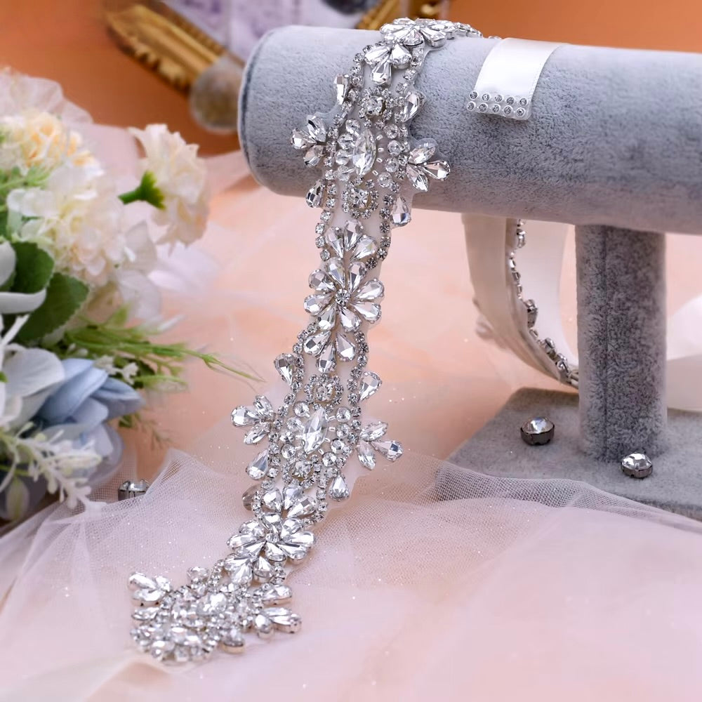 Wedding Accessories - Silver Crystal Bridal Belt/Sash