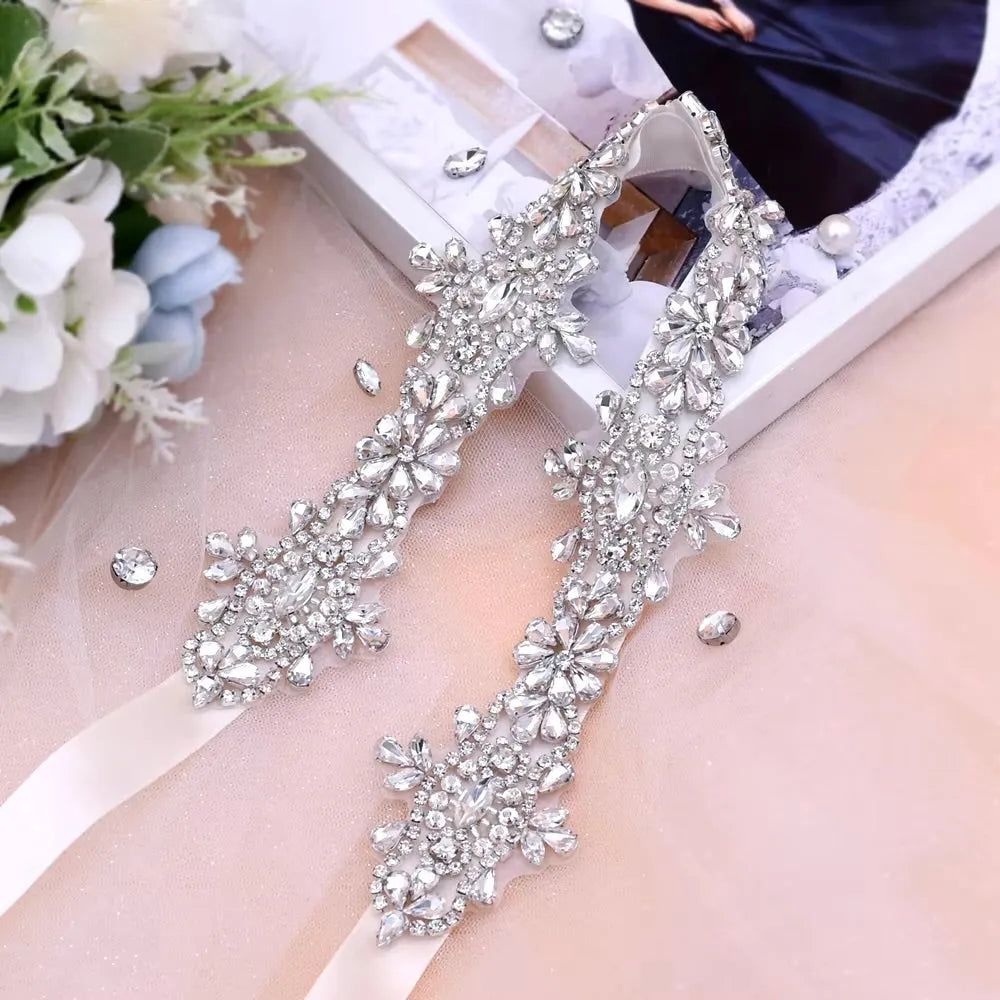 Wedding Accessories - Silver Crystal Bridal Belt/Sash