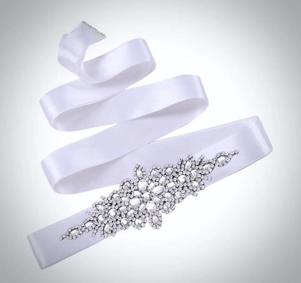 Wedding Accessories - Silver Crystal Bridal Belt/Sash