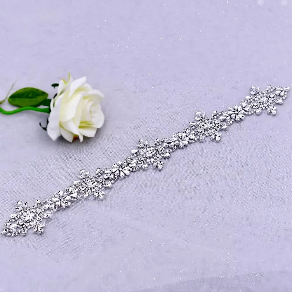 Wedding Accessories - Silver Crystal Bridal Belt/Sash