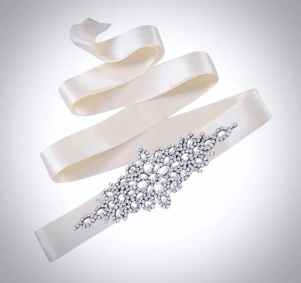 Wedding Accessories - Silver Crystal Bridal Belt/Sash