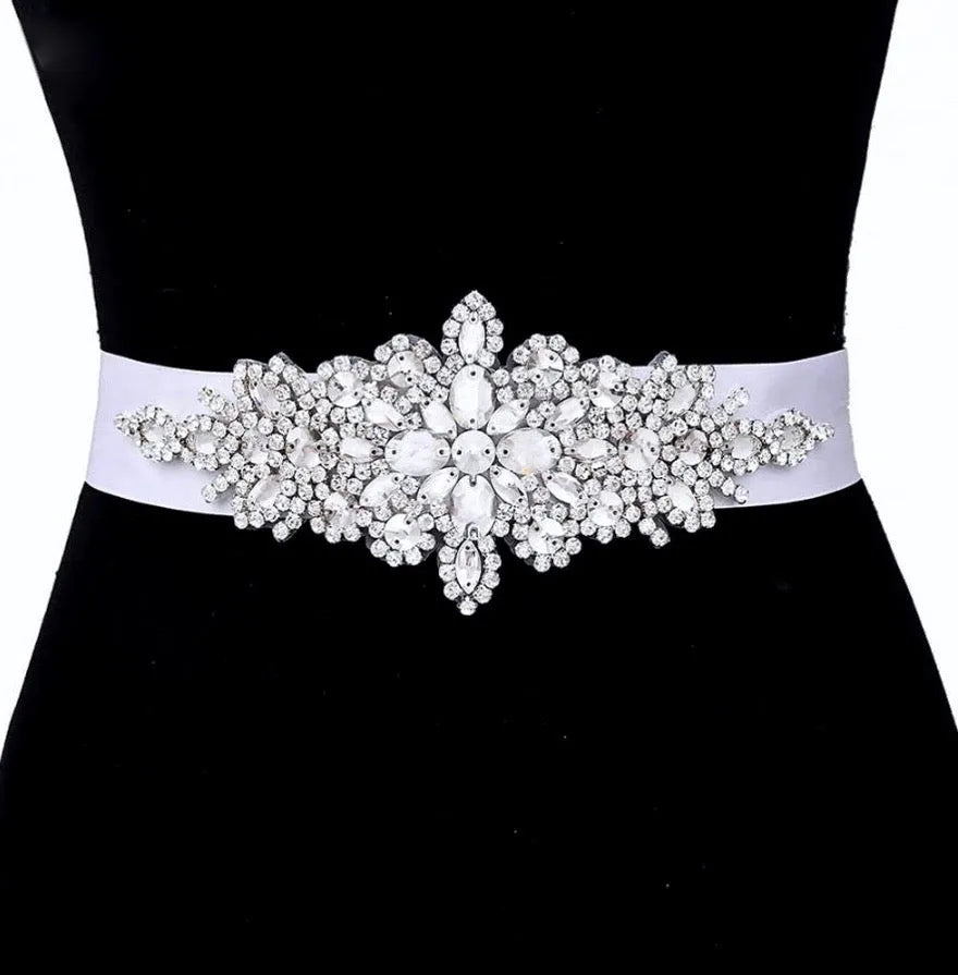 Wedding Accessories - Silver Crystal Bridal Belt/Sash