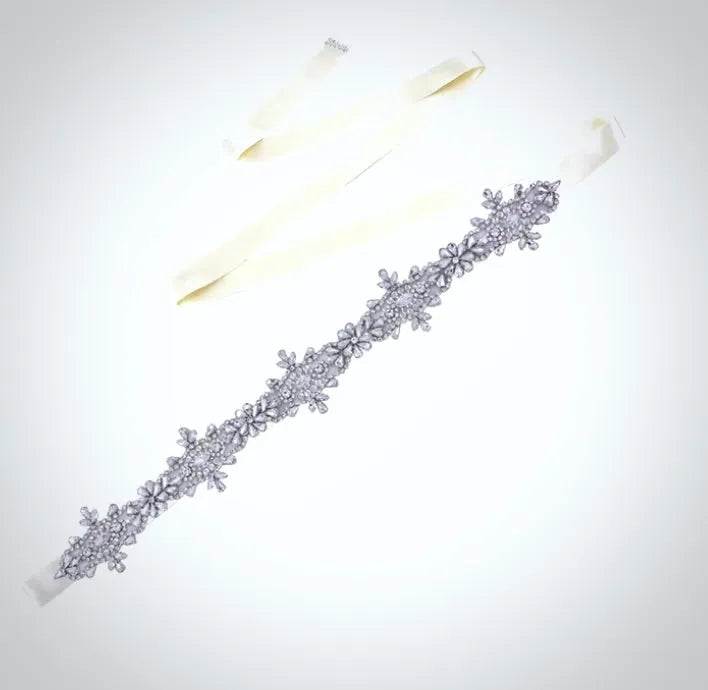 Wedding Accessories - Silver Crystal Bridal Belt/Sash