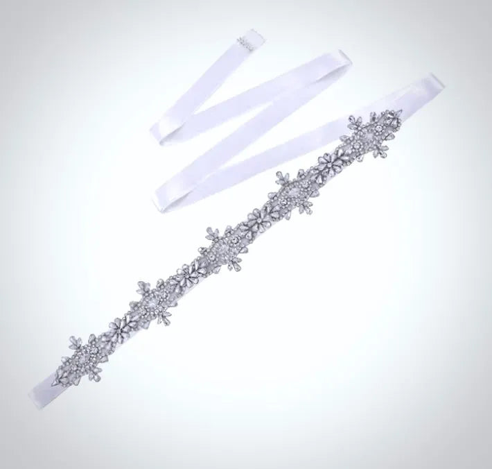 Wedding Accessories - Silver Crystal Bridal Belt/Sash