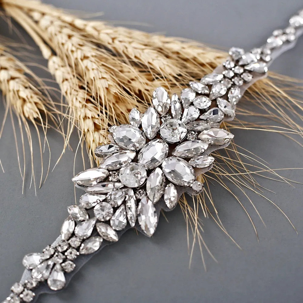 Wedding Accessories - Silver Crystal Bridal Belt/Sash