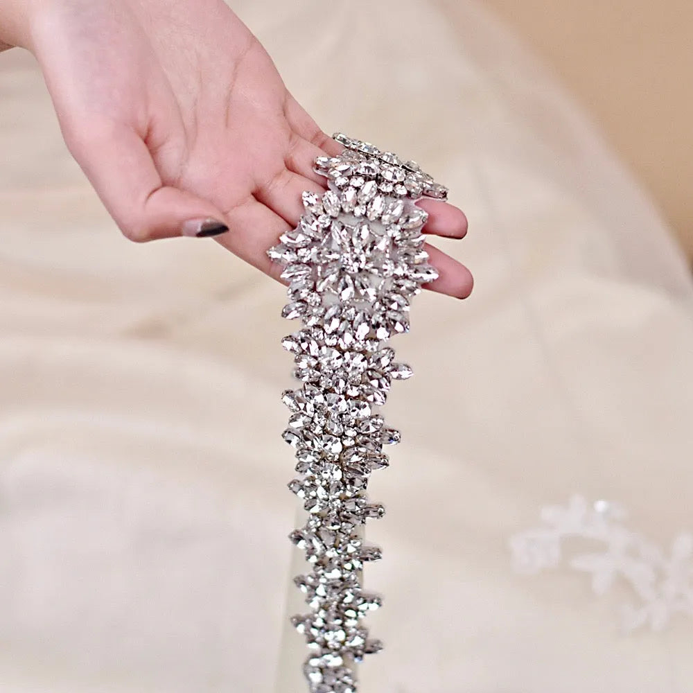 Wedding Accessories - Silver Crystal Bridal Belt/Sash