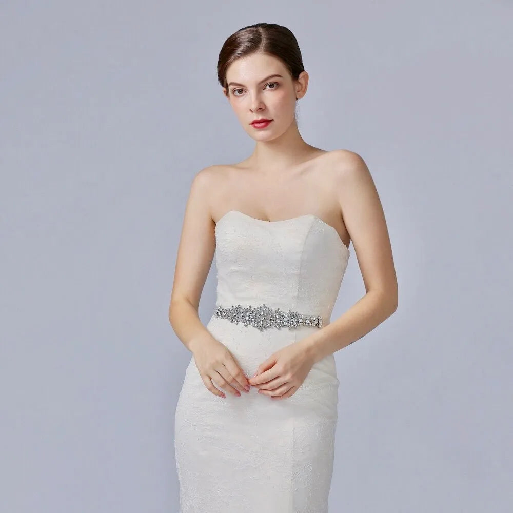 Wedding Accessories - Silver Crystal Bridal Belt/Sash