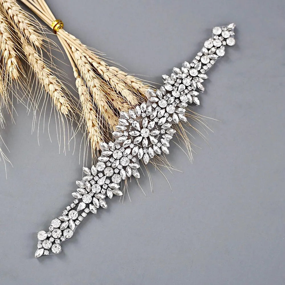 Wedding Accessories - Silver Crystal Bridal Belt/Sash