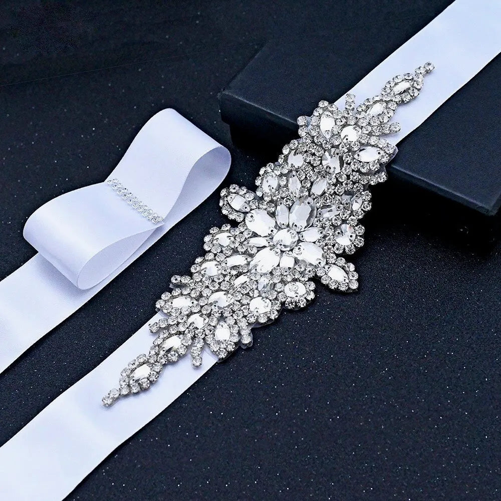 Wedding Accessories - Silver Crystal Bridal Belt/Sash