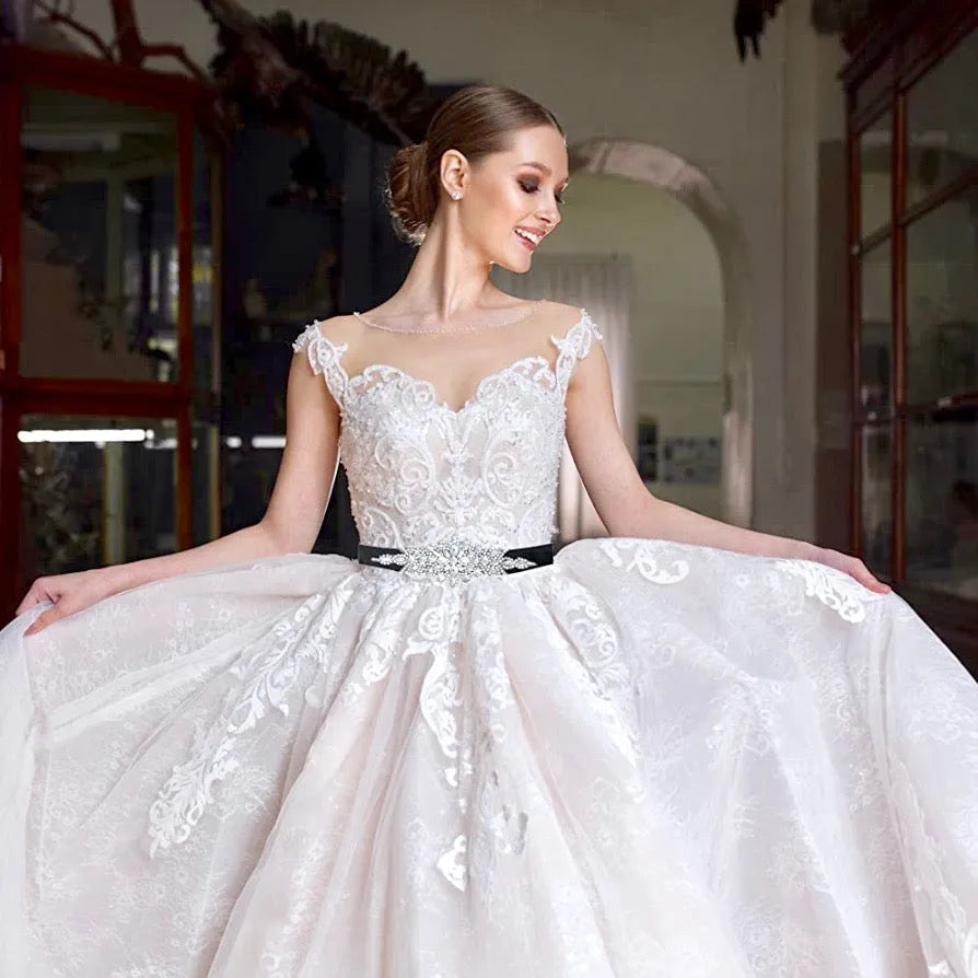 Wedding Accessories - Silver Crystal Bridal Belt/Sash