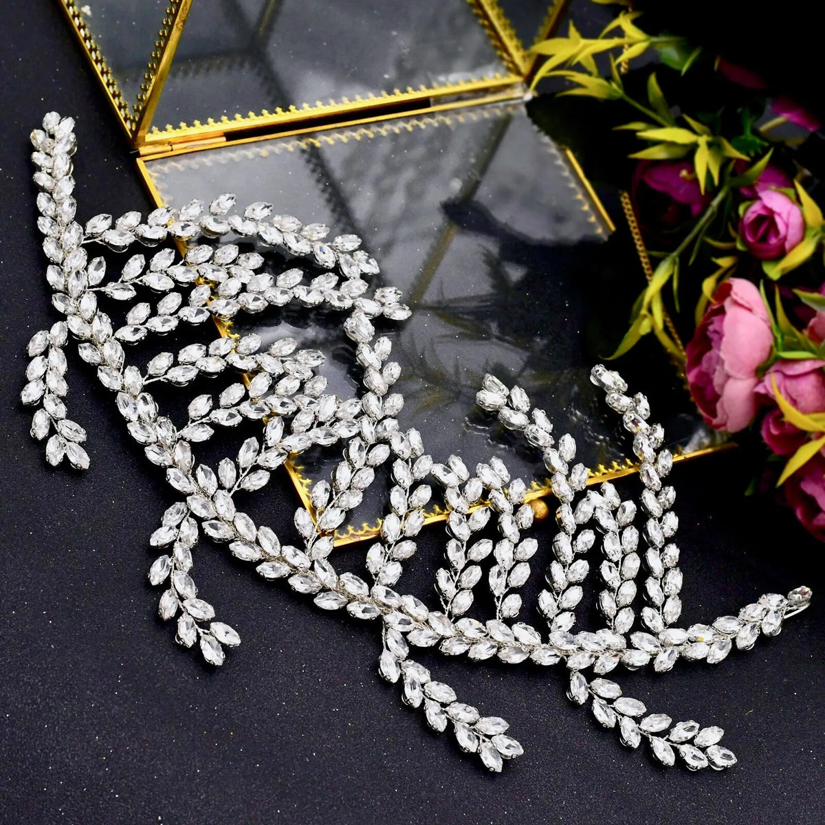 Bridal Hair Accessory Sparkles With Silver-Plated Rhinestone 