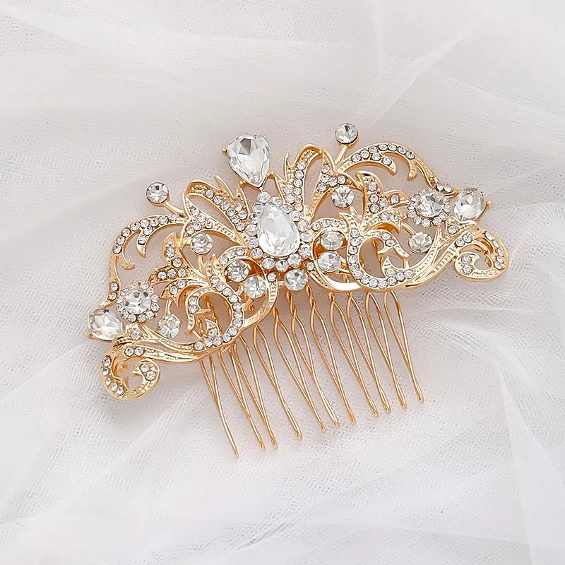 Wedding Hair Accessories - Crystal Bridal Hair Comb - Available in Rose Gold, Yellow Gold and Silver