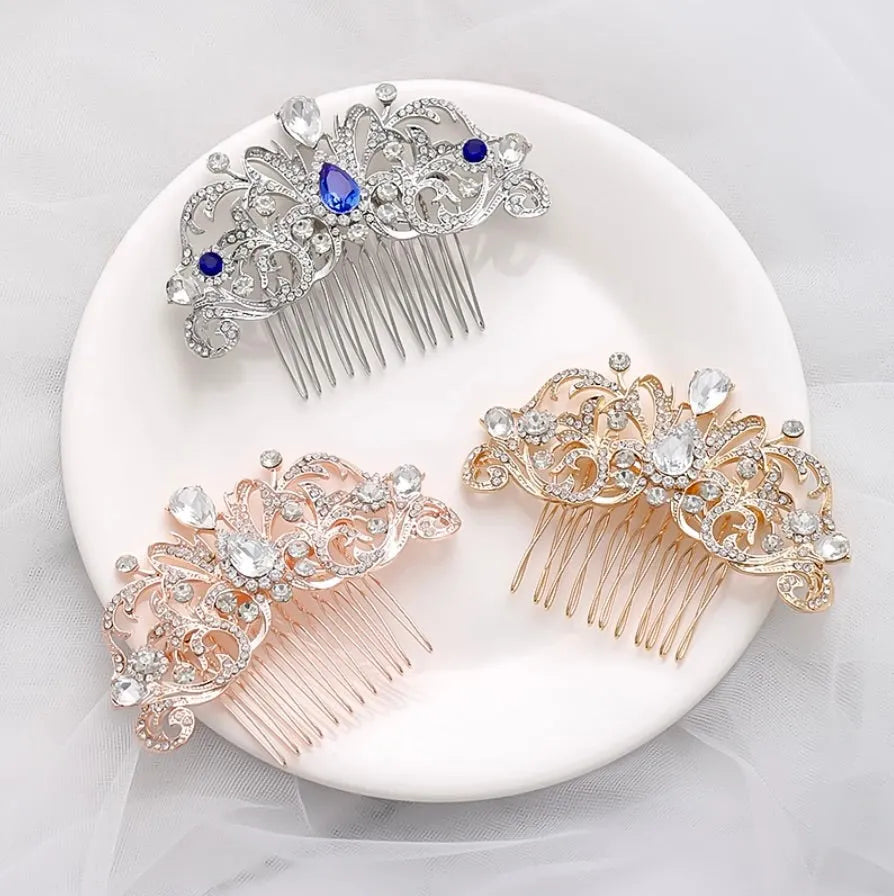 Wedding Hair Accessories - Crystal Bridal Hair Comb - Available in Rose Gold, Yellow Gold and Silver