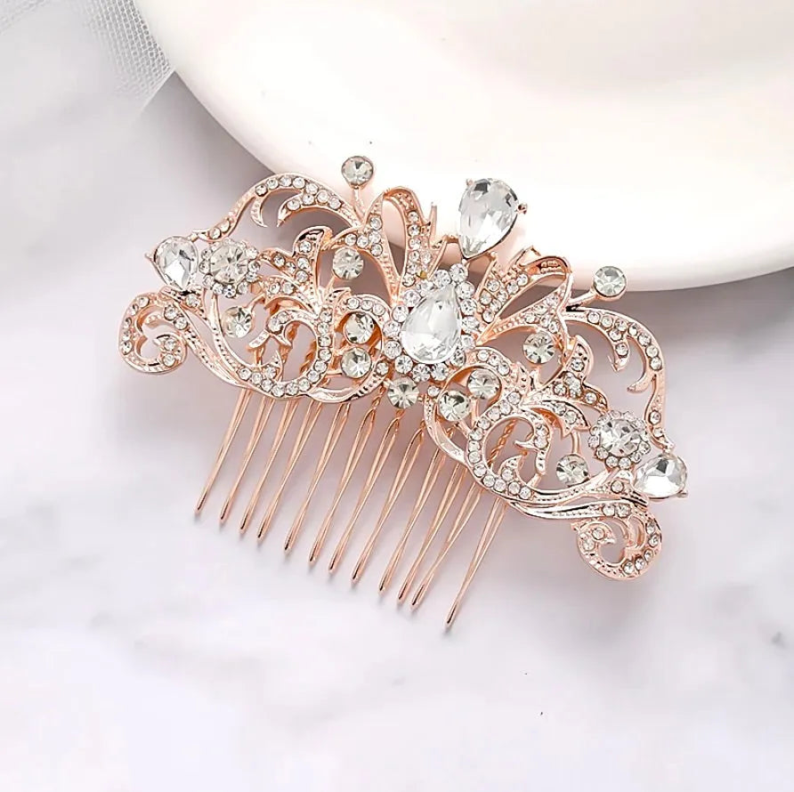 Wedding Hair Accessories - Crystal Bridal Hair Comb - Available in Rose Gold, Yellow Gold and Silver