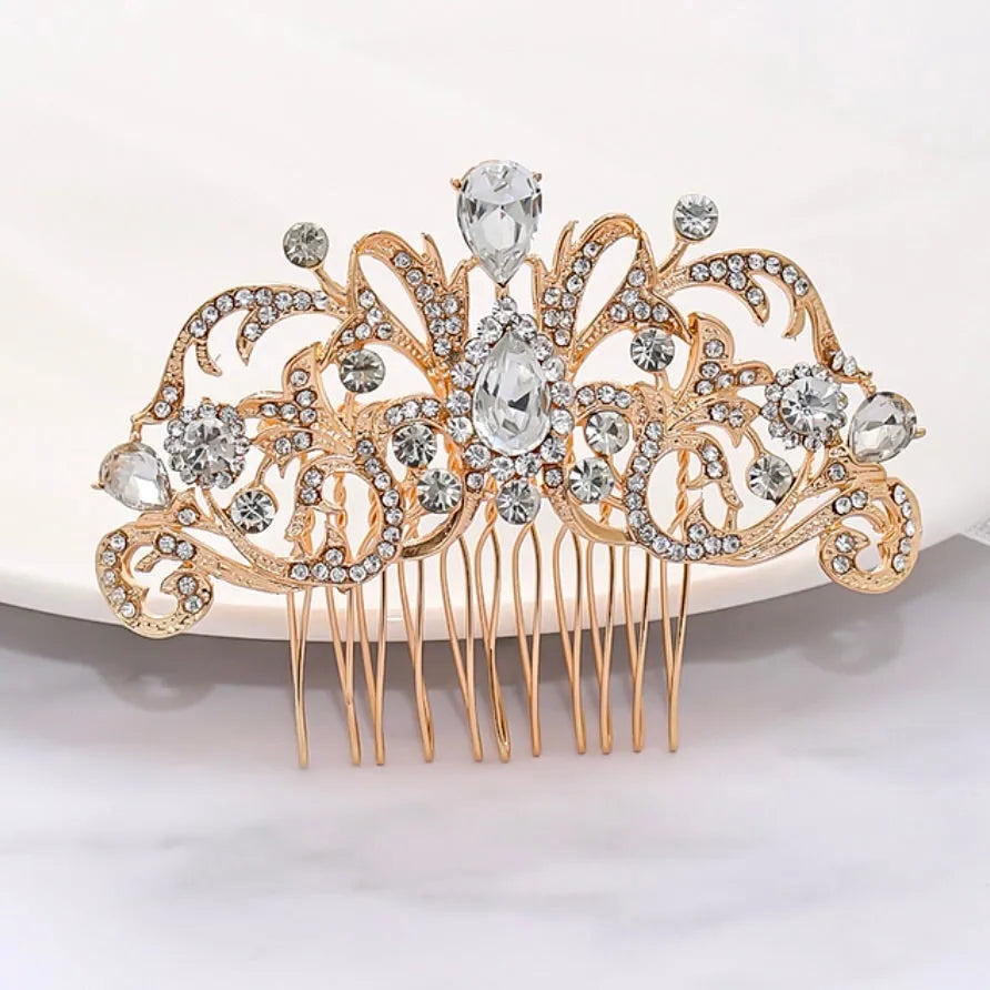 Wedding Hair Accessories - Crystal Bridal Hair Comb - Available in Rose Gold, Yellow Gold and Silver
