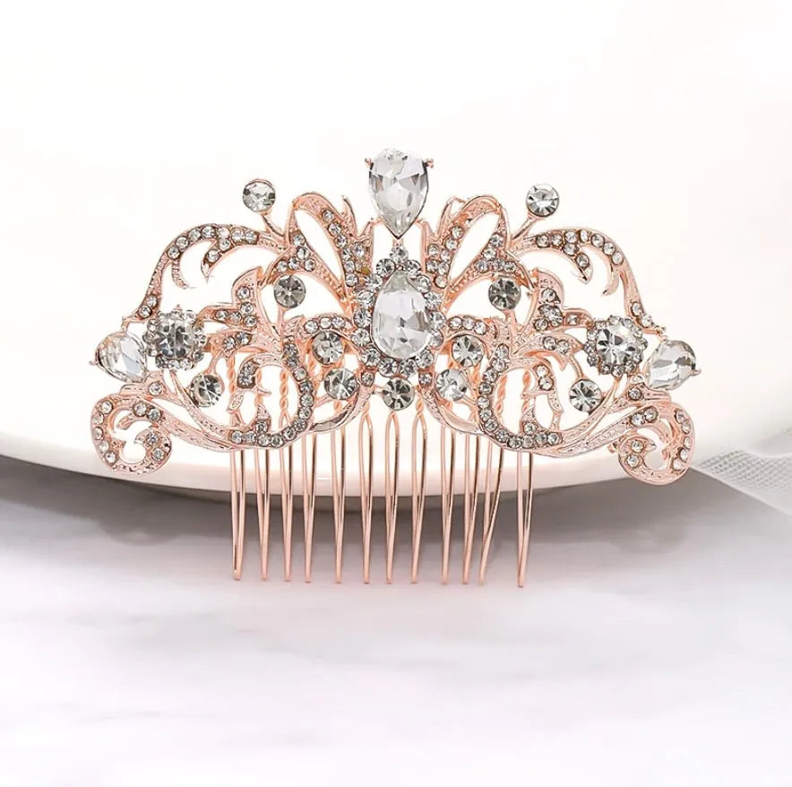 Wedding Hair Accessories - Crystal Bridal Hair Comb - Available in Rose Gold, Yellow Gold and Silver