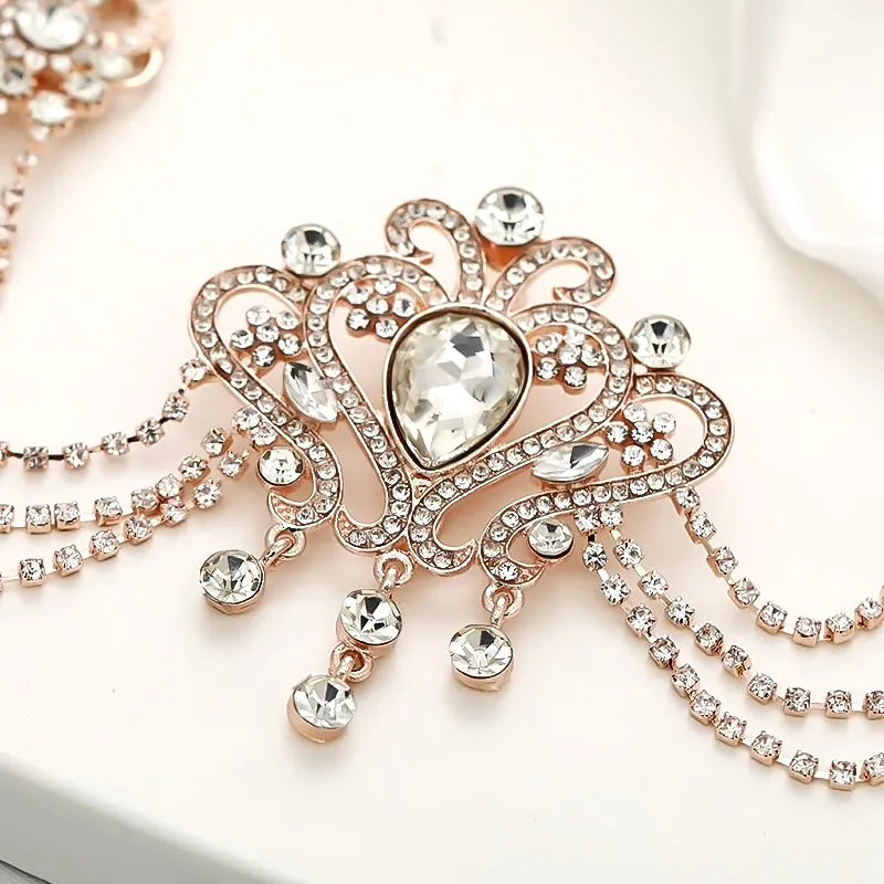 Wedding Hair Accessories - Art Deco Style Crystal Bridal Hair Drape - Available in Yellow Gold, Silver and Rose Gold