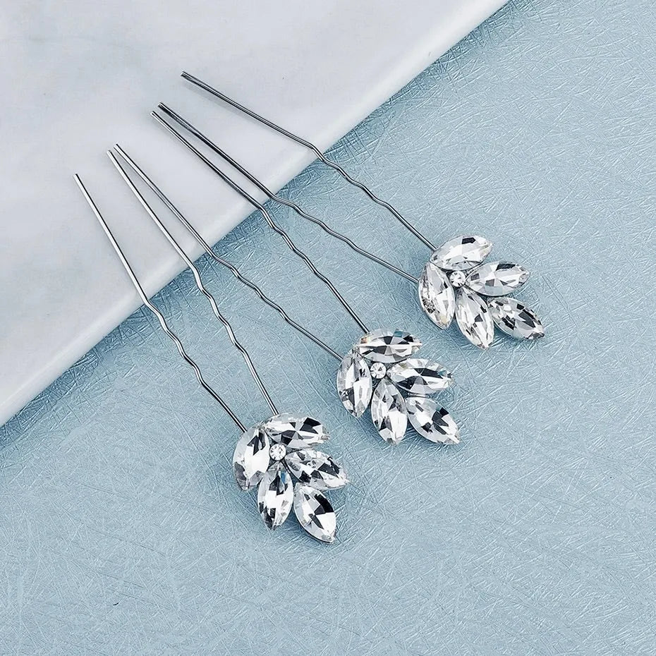 Bridal Hair Accessories - Crystal Bridal Hair Pins - Set of 3