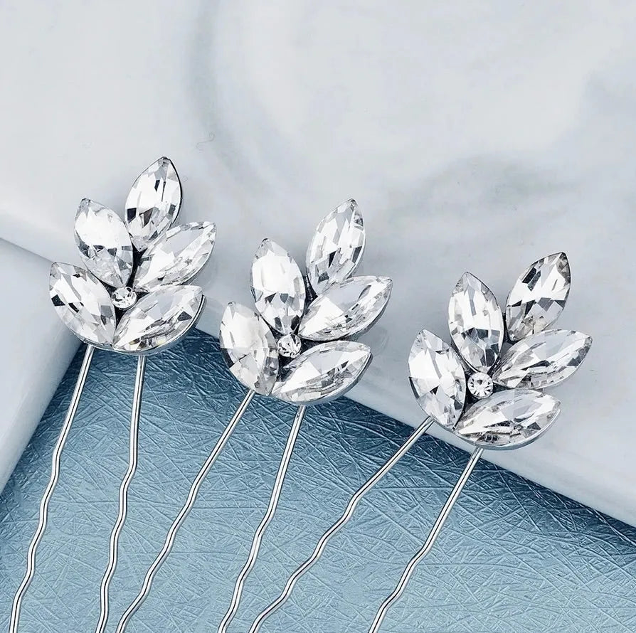 Bridal Hair Accessories - Crystal Bridal Hair Pins - Set of 3