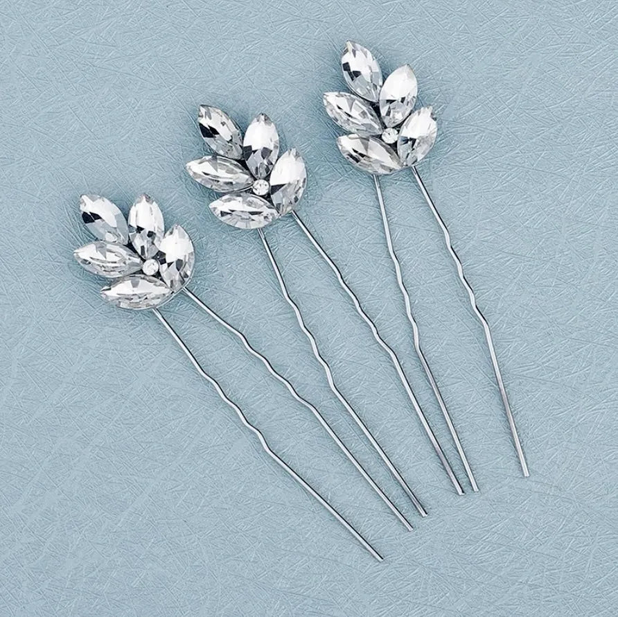 Bridal Hair Accessories - Crystal Bridal Hair Pins - Set of 3