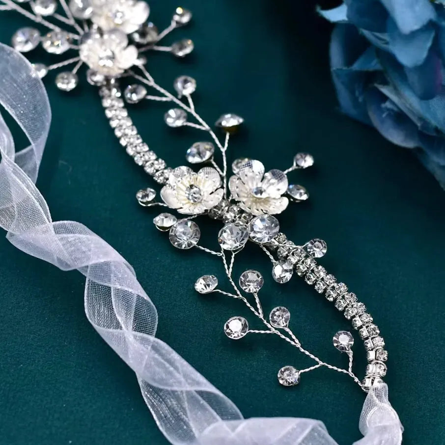 Silver Crystal Wedding Headband - Sleek Sparkle for Your  display picture 1