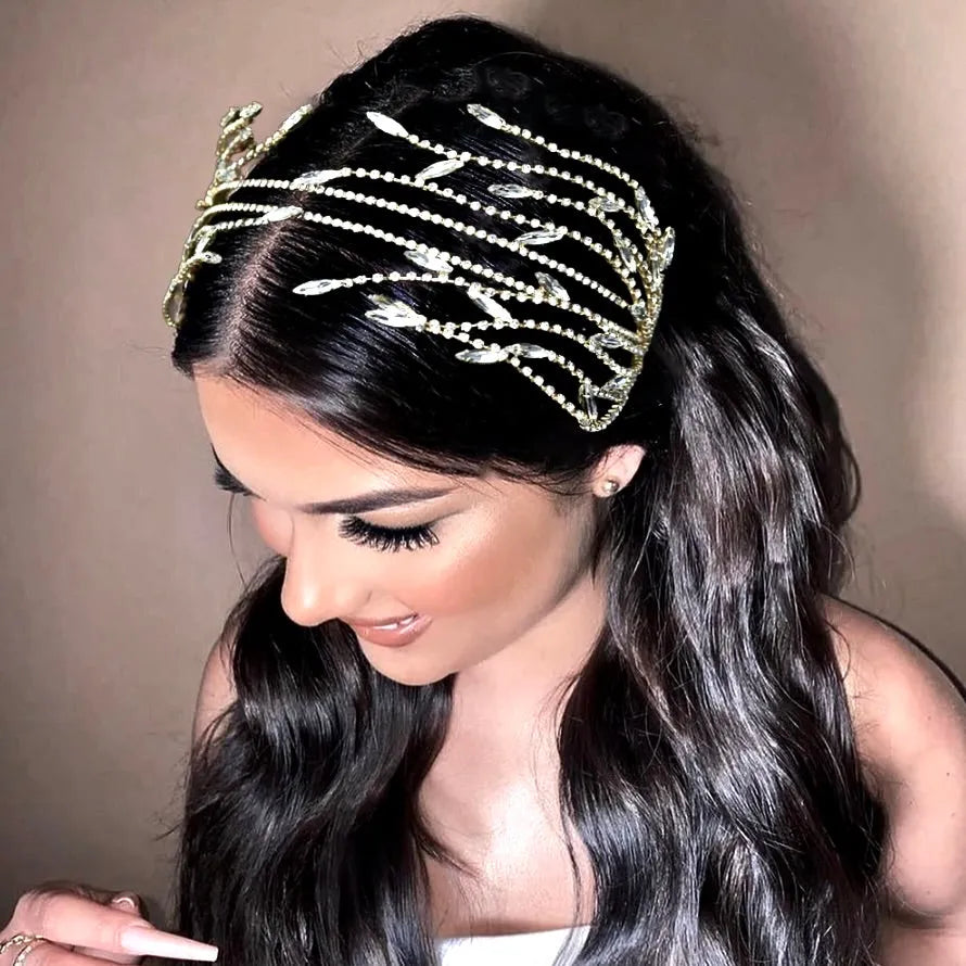 Wedding Hair Accessories - Crystal Bridal Headdress - Available in Silver and Yellow Gold