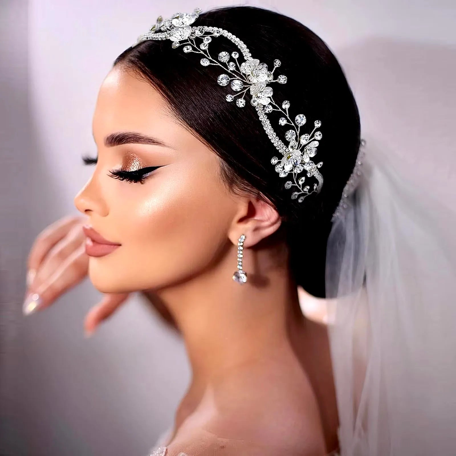Silver Crystal Wedding Headband - Sleek Sparkle for Your 