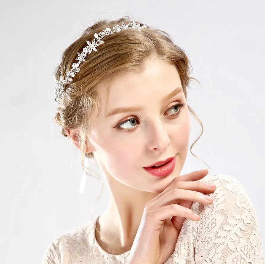 Wedding Hair Accessories - Crystal and Pearl Bridal Headband - Available in Gold and Silver